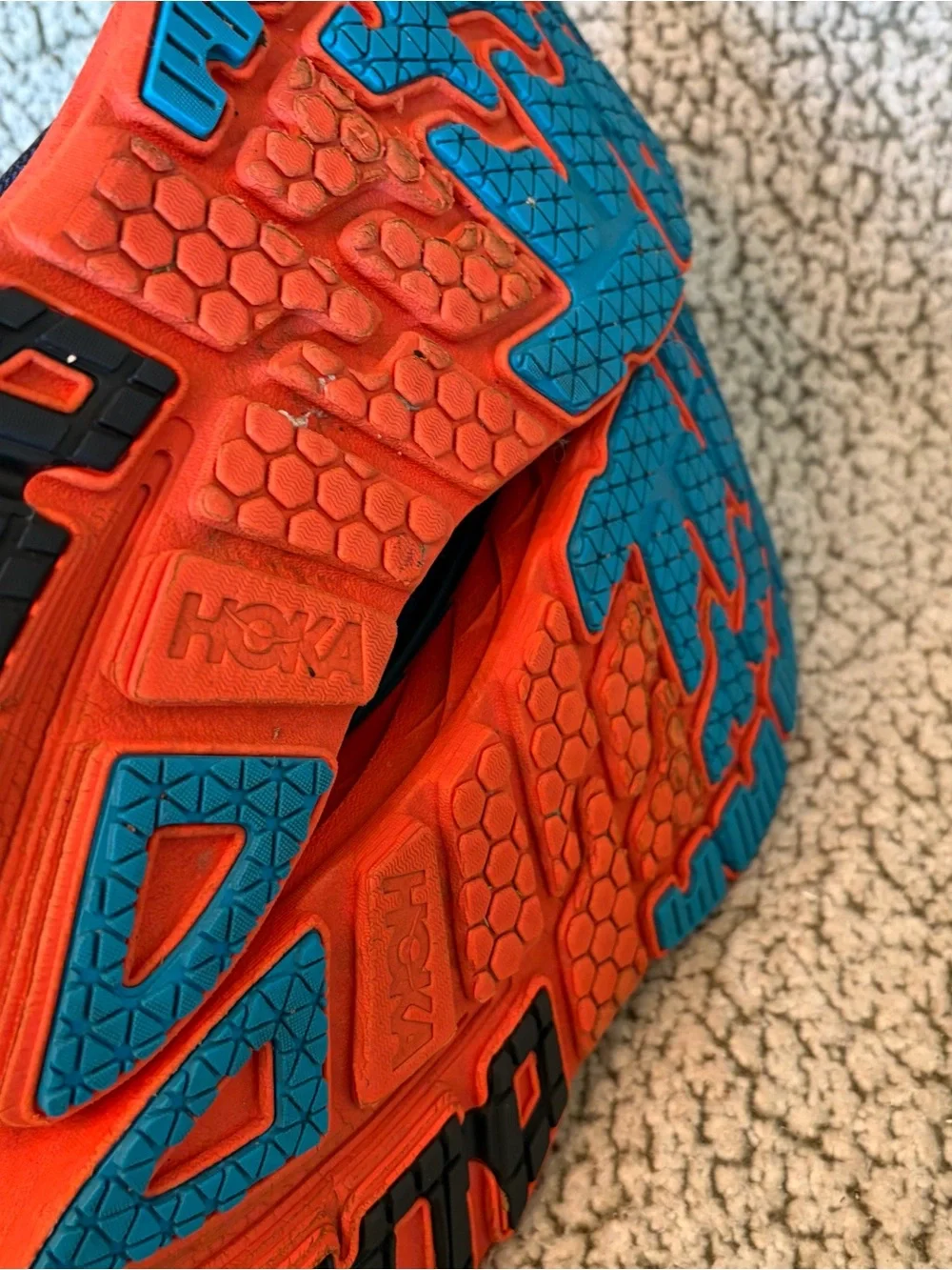 HOKA ONE ONE BONDI 5 Running Shoes Men Sz 11 Blue And Orange